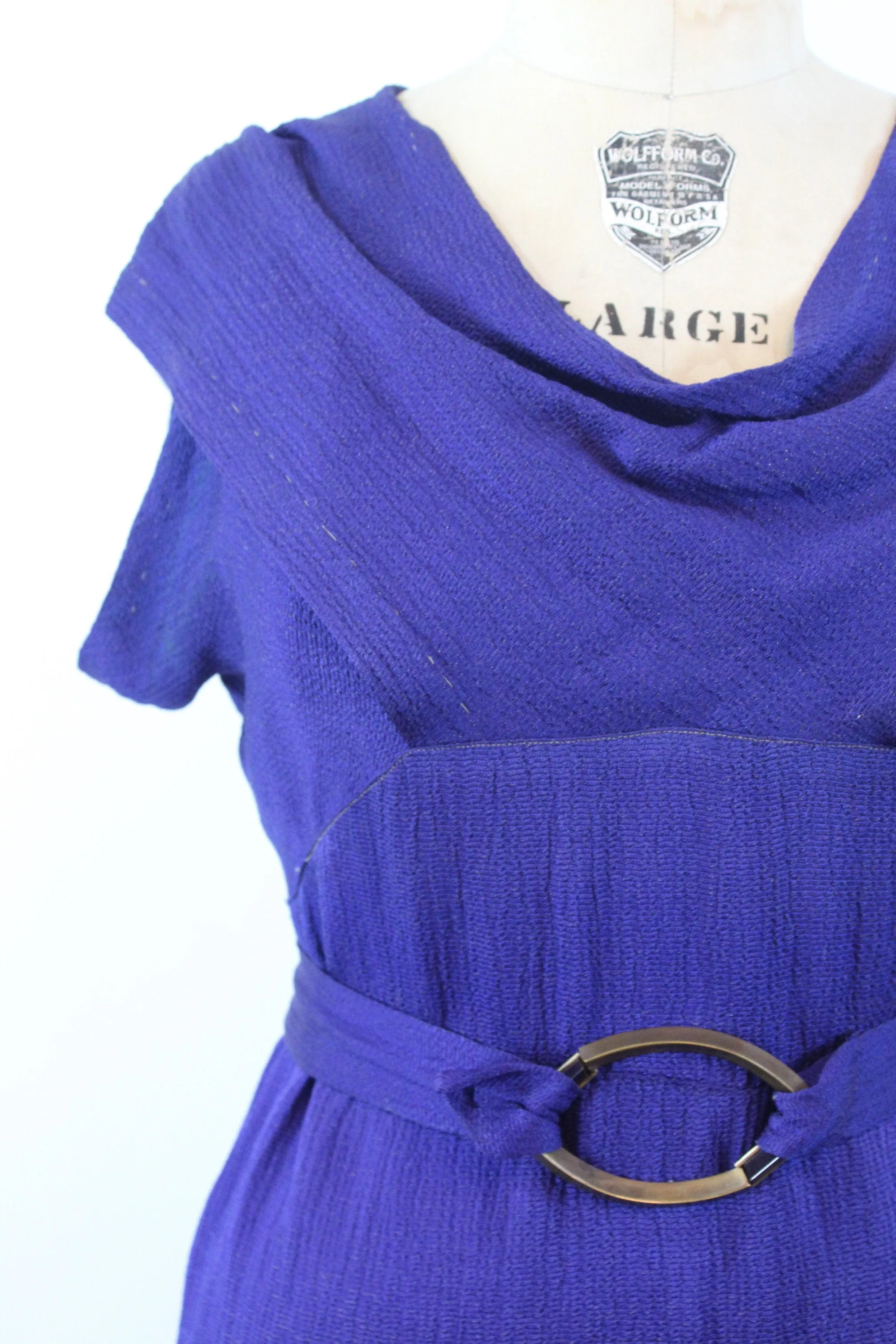 1930s PURPLE LAME rayon gown dress large | new winter