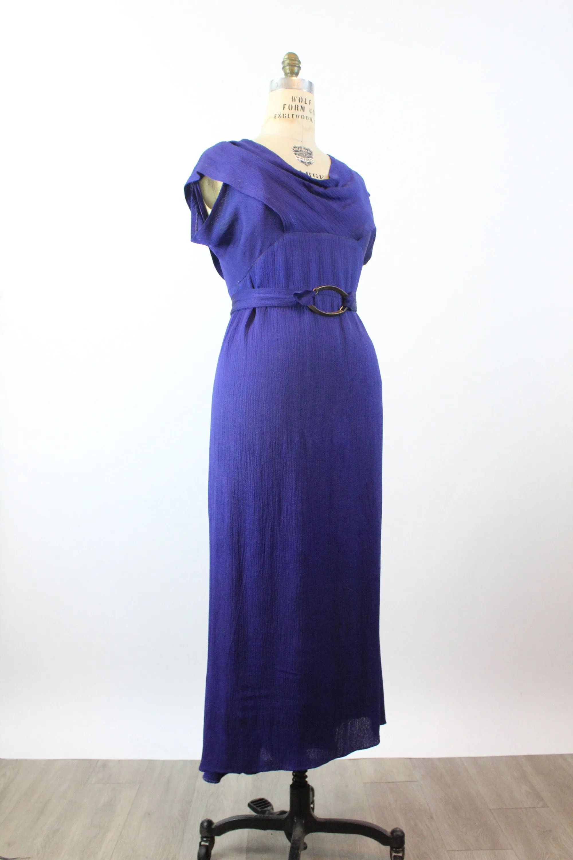 1930s PURPLE LAME rayon gown dress large | new winter