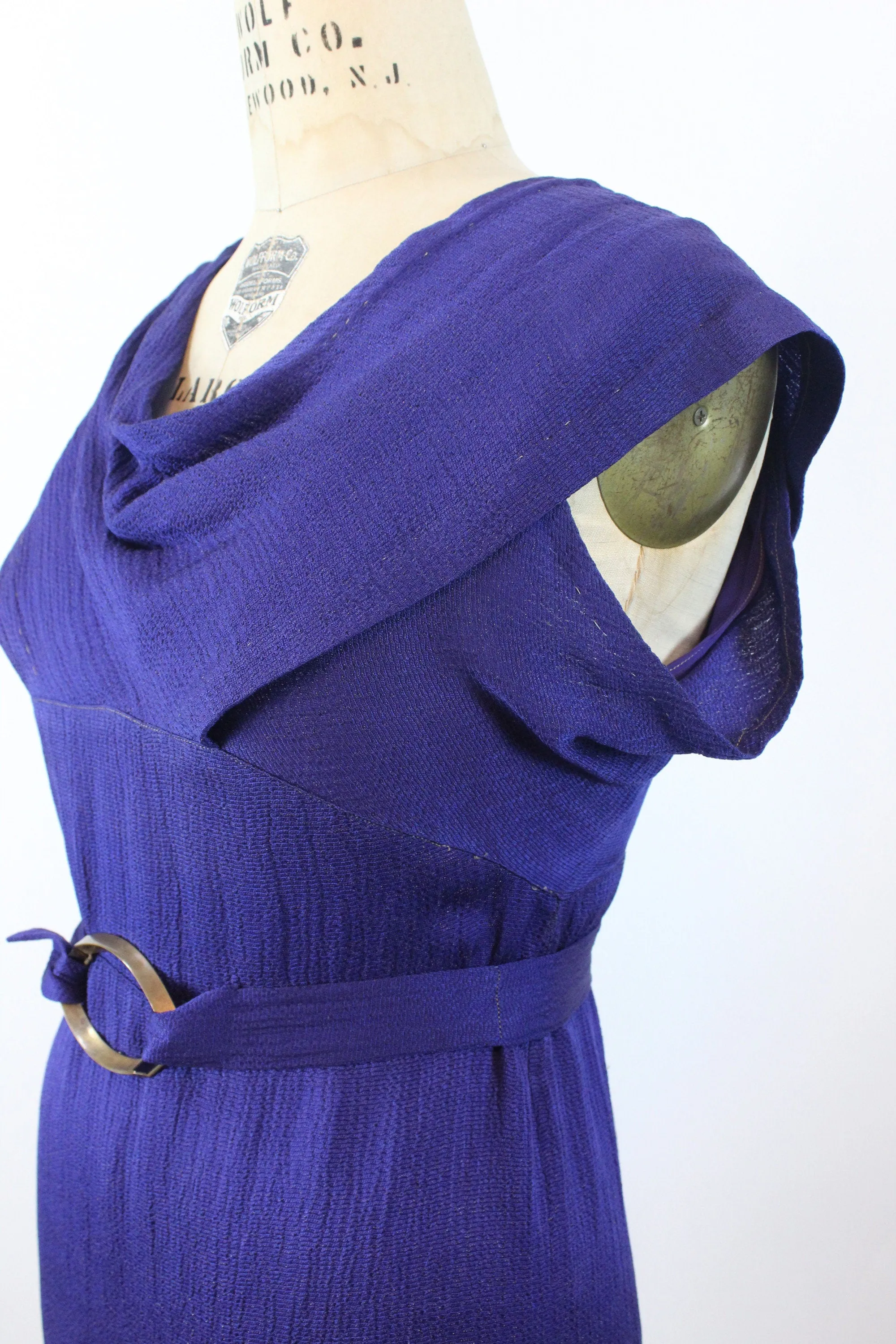 1930s PURPLE LAME rayon gown dress large | new winter