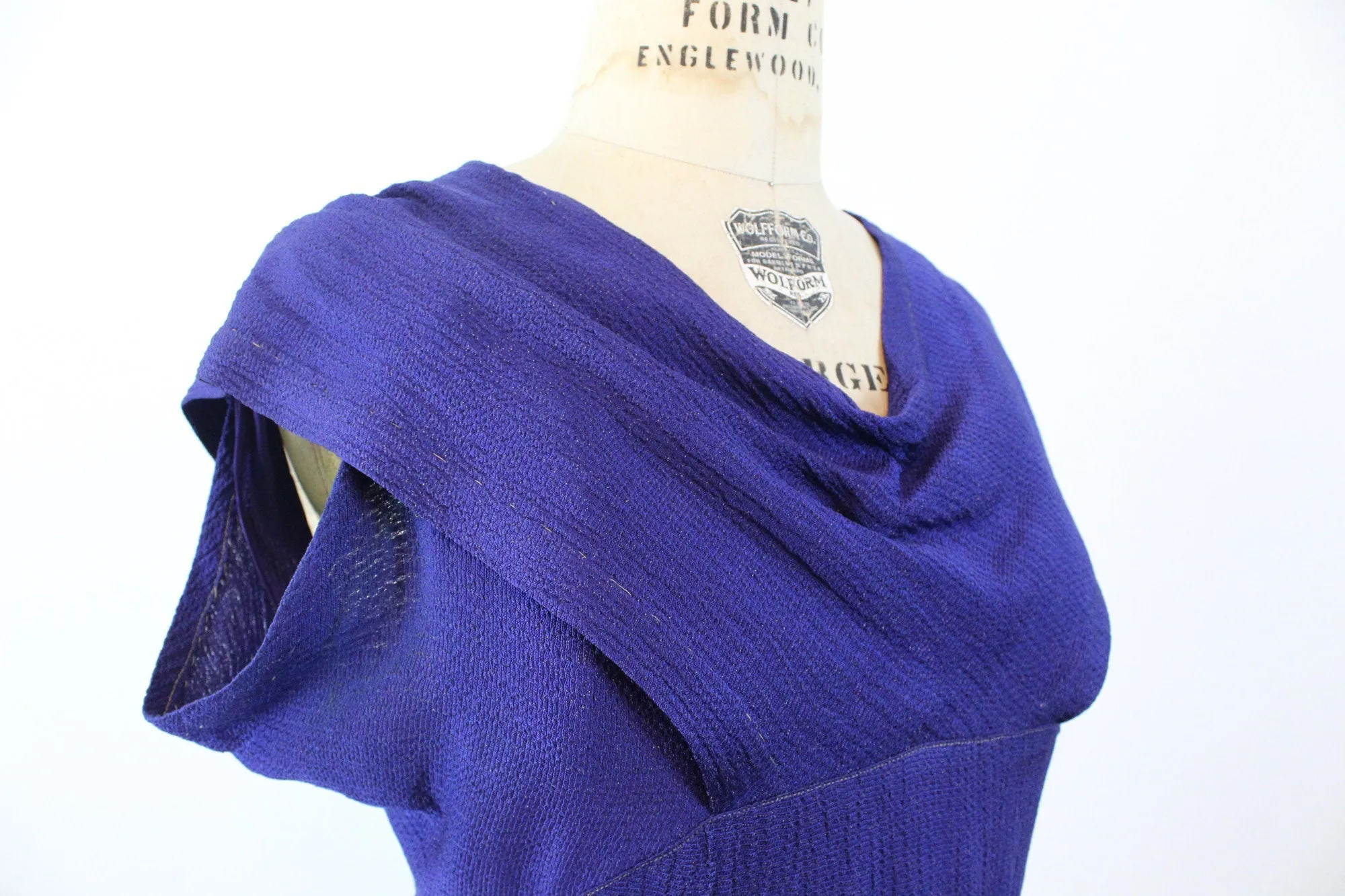 1930s PURPLE LAME rayon gown dress large | new winter