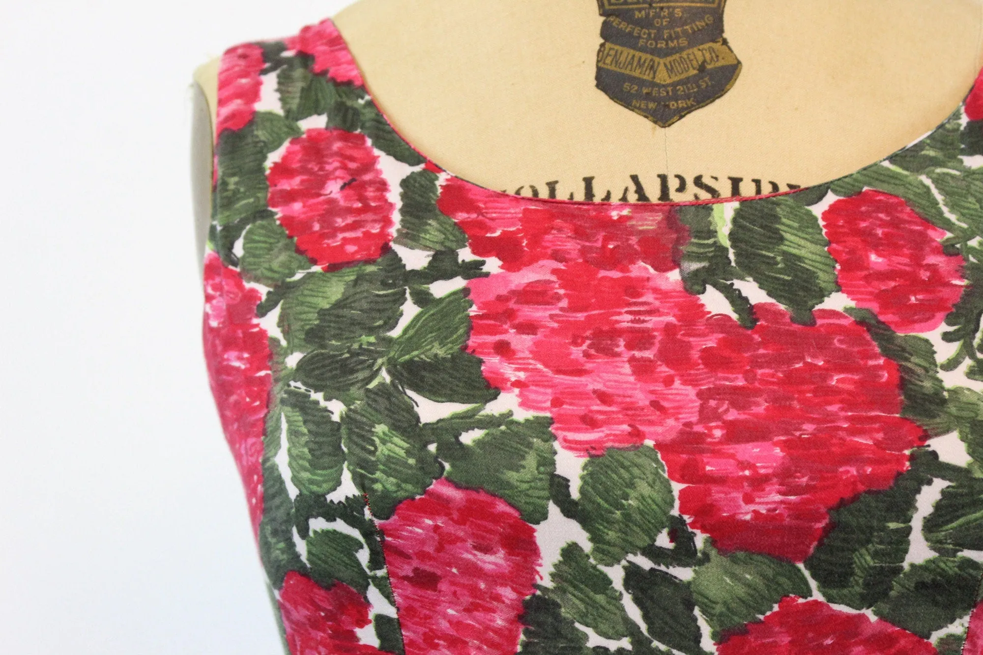 1950s PAT PERKINS rose print cotton dress xs | new spring