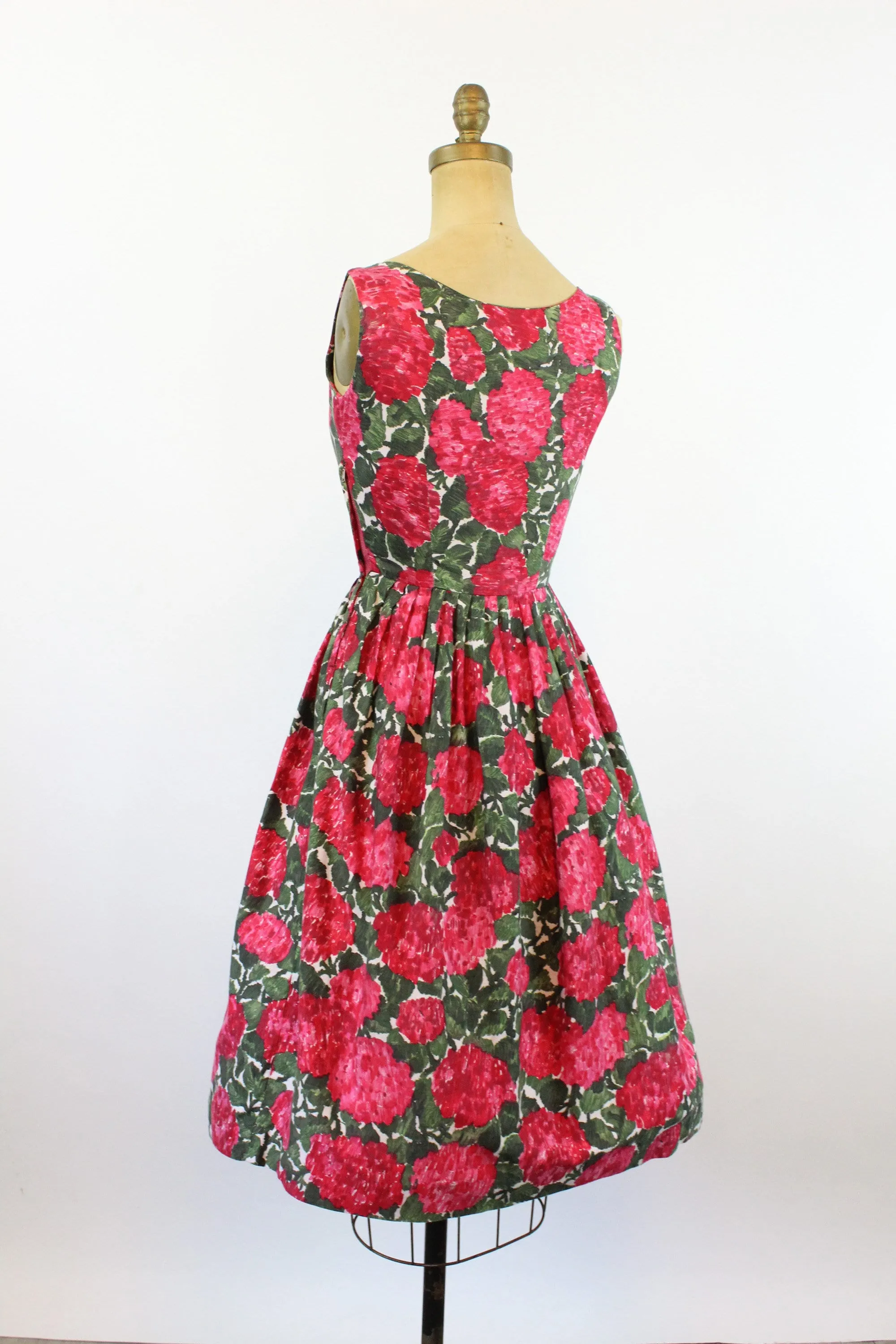 1950s PAT PERKINS rose print cotton dress xs | new spring