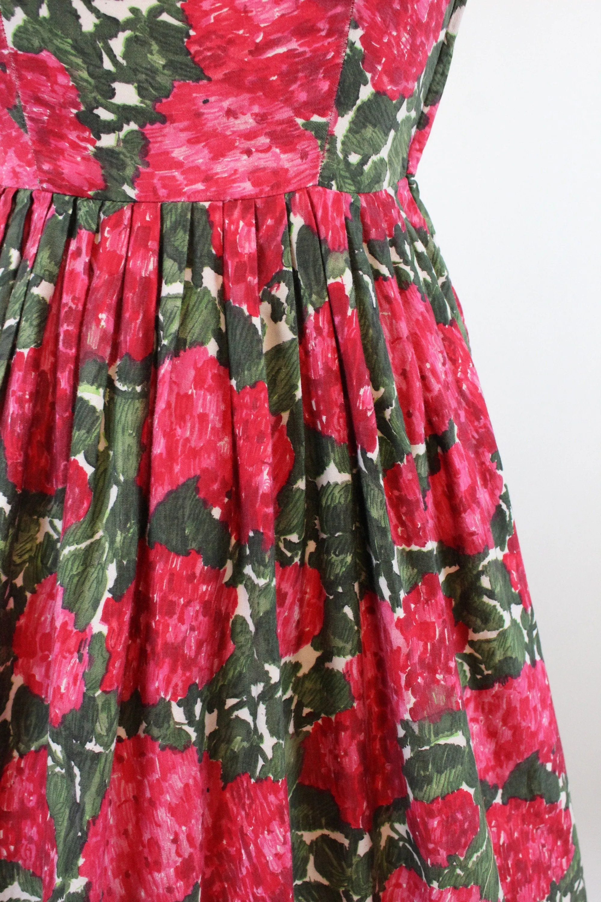1950s PAT PERKINS rose print cotton dress xs | new spring