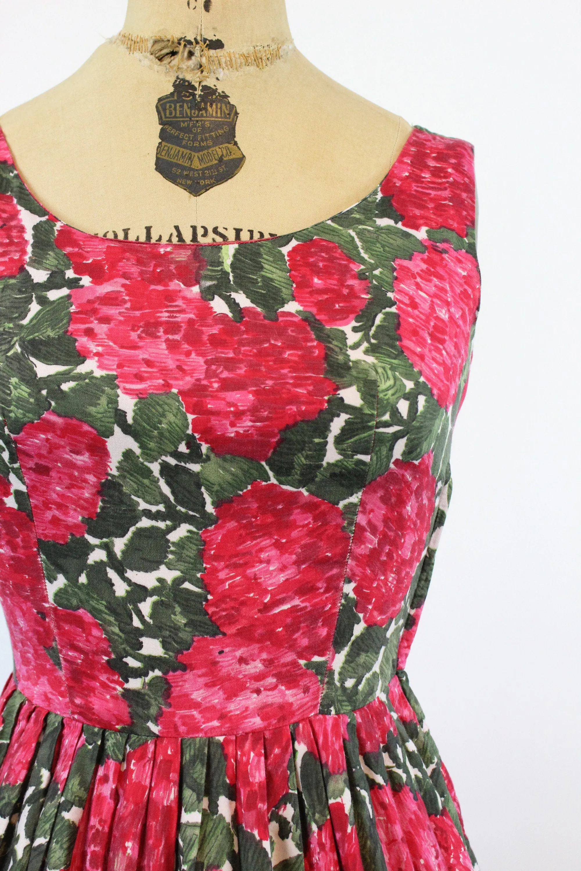 1950s PAT PERKINS rose print cotton dress xs | new spring