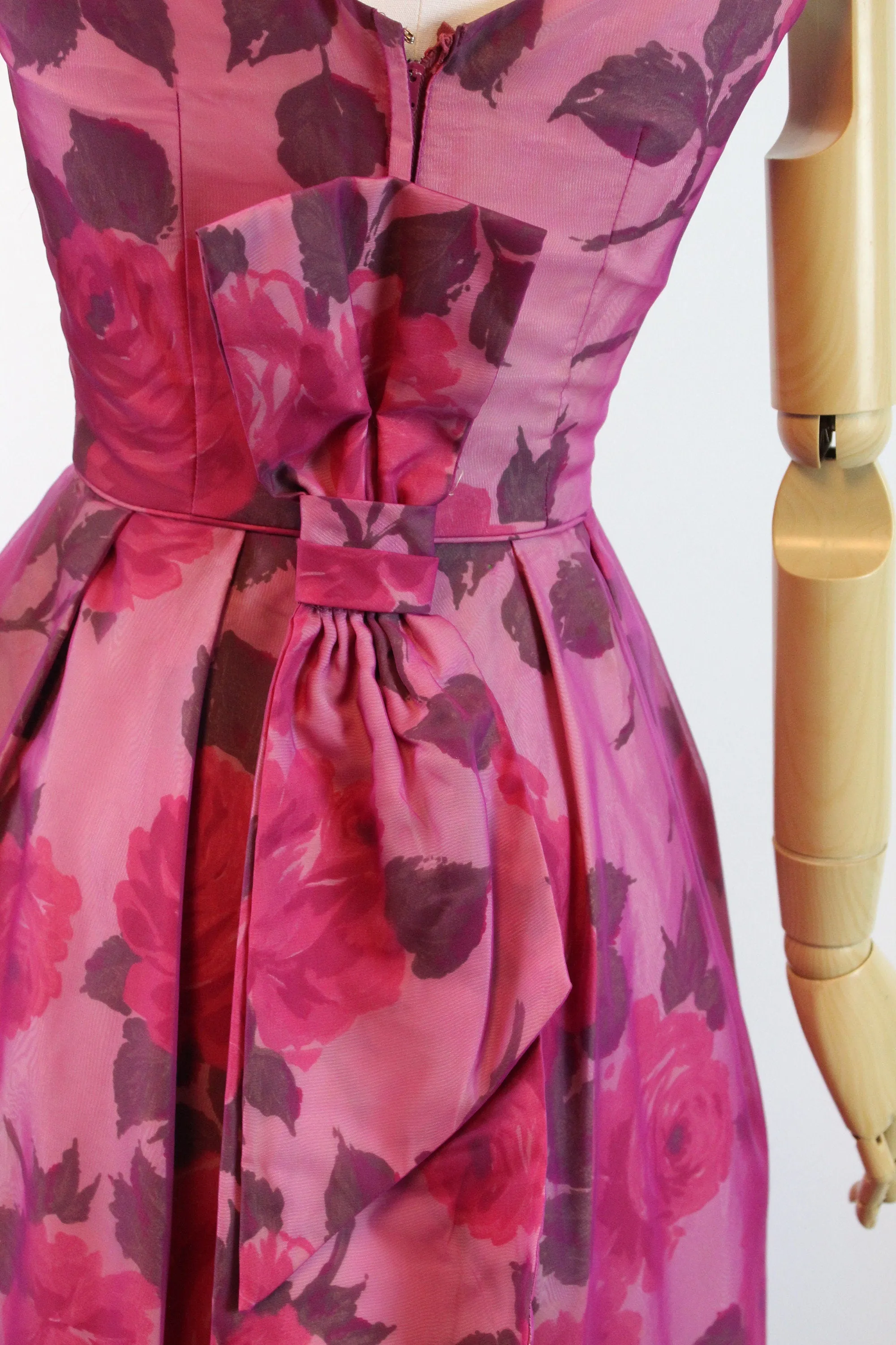 1950s ROSE PRINT organza dress xxs | new spring