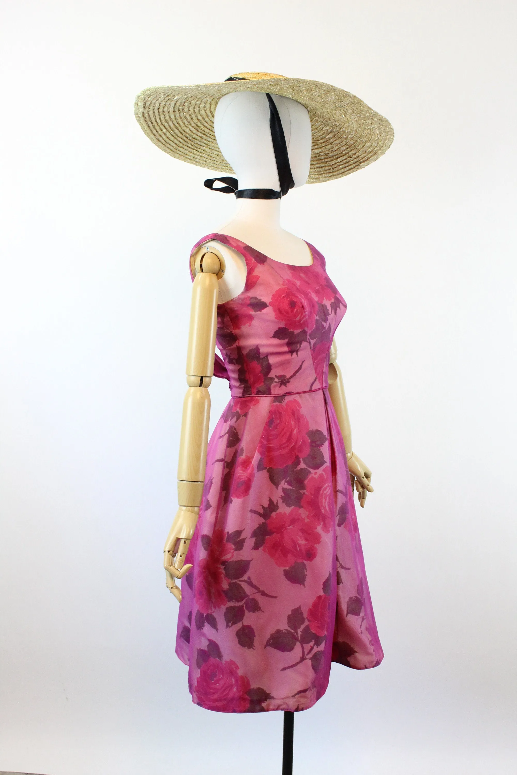 1950s ROSE PRINT organza dress xxs | new spring