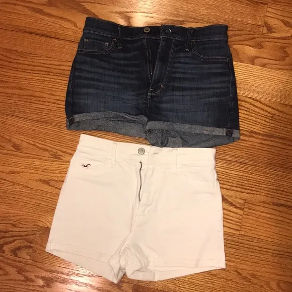 2 high waisted hollister shorts - denim &amp; white!