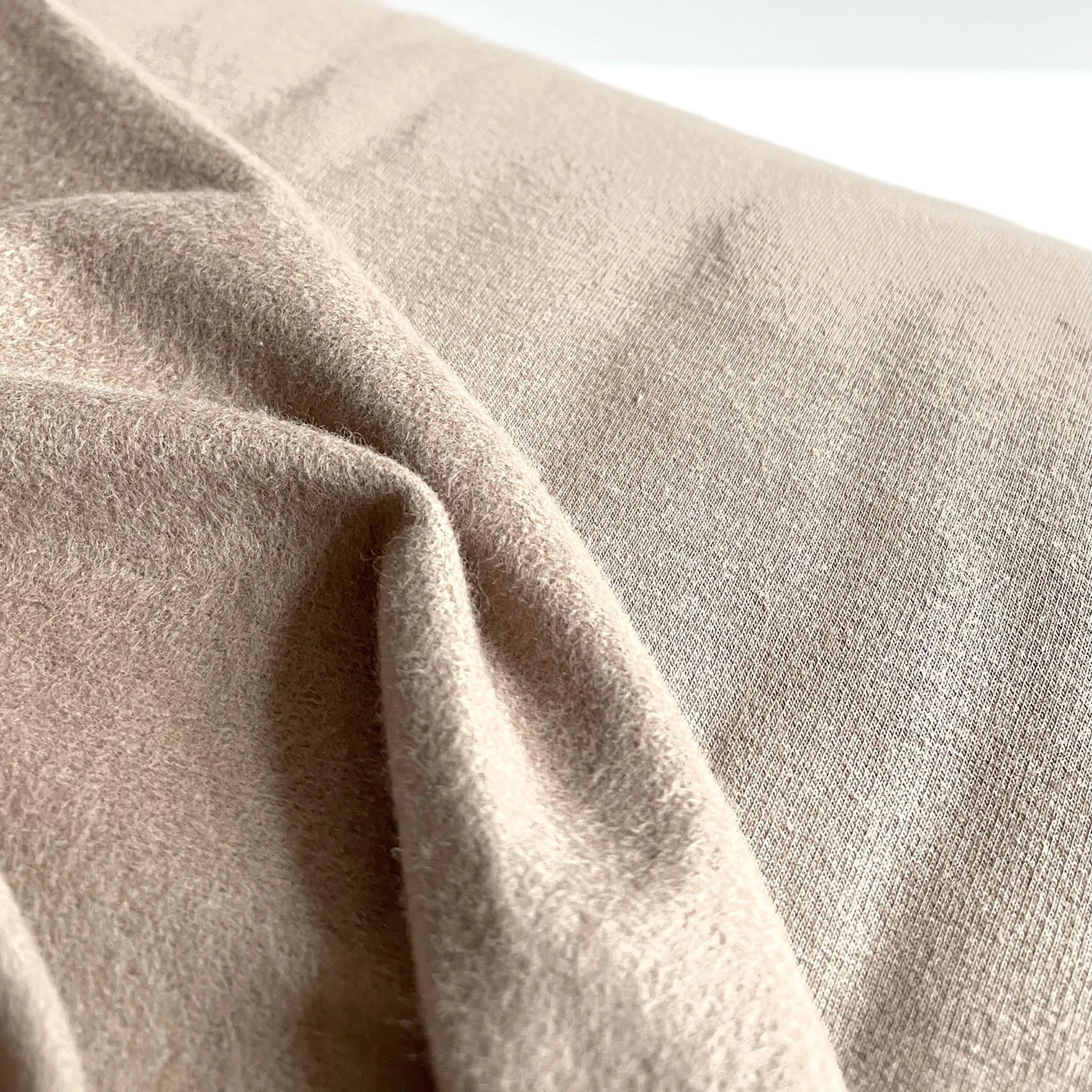3/4 yard Remnant : Cotton Knit Fleece - Taupe