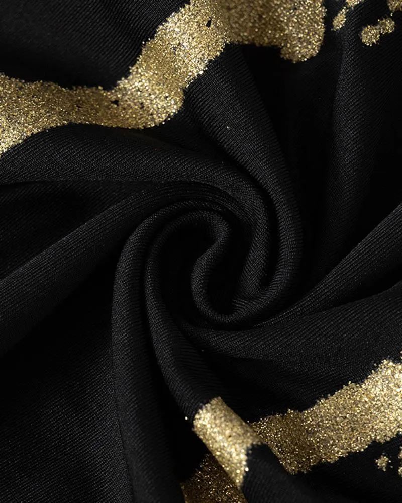 3D Body Print Gilt Casual Dress