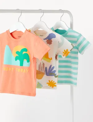 3pk Pure Cotton Printed T-Shirts