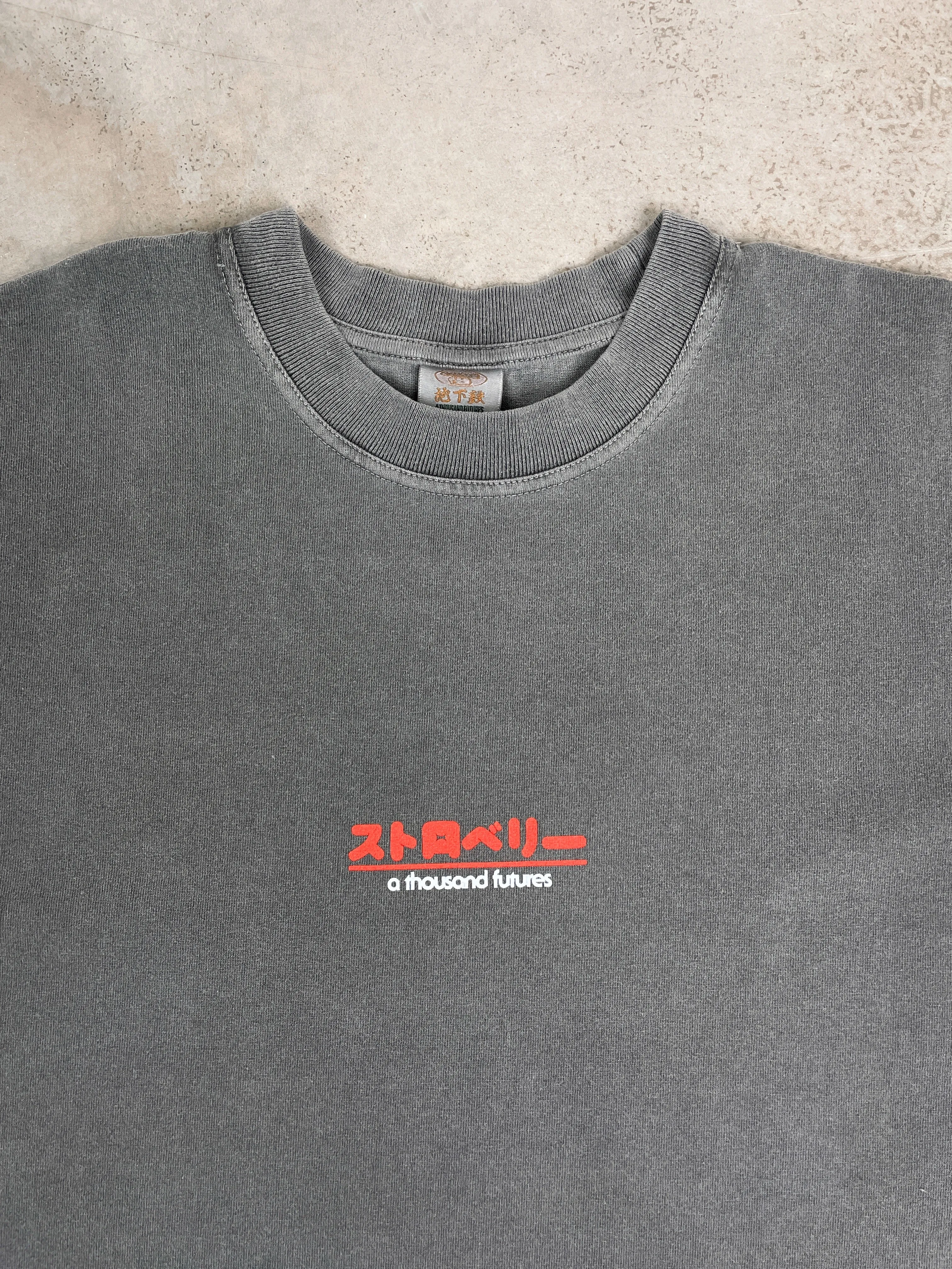 A Thousand Futures x GK 'Strawberry' Vintage Washed Tee - Charcoal