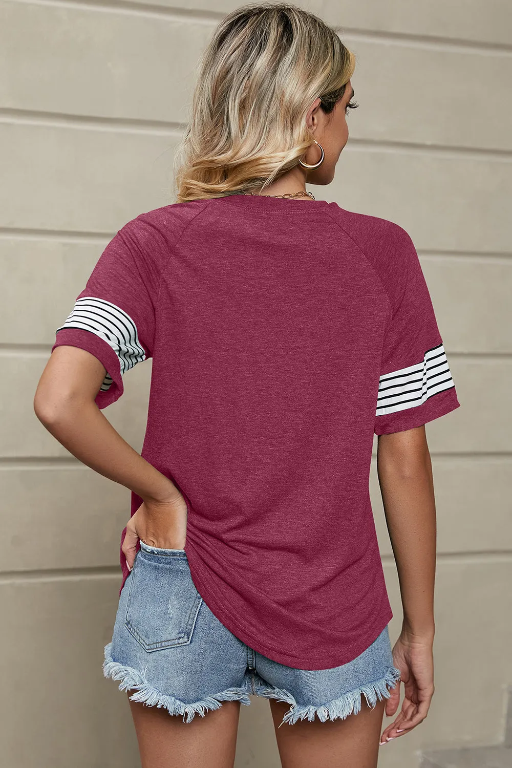 Addisyn Striped Round Neck Short Sleeve T-Shirt