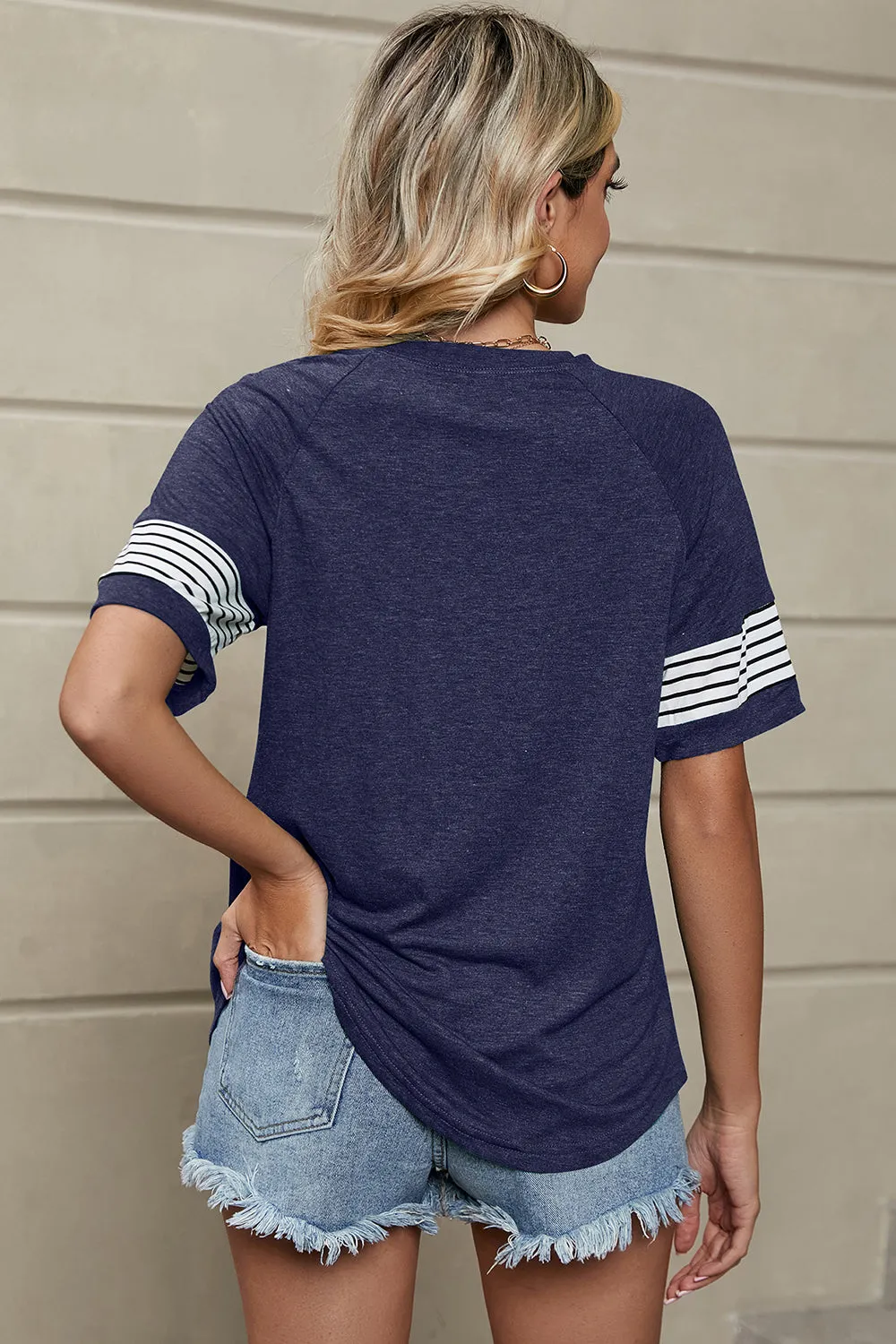 Addisyn Striped Round Neck Short Sleeve T-Shirt