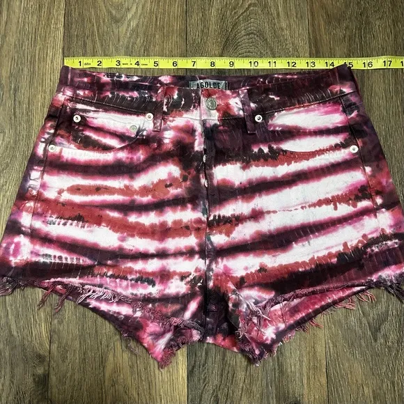 AGOLDE Parker Cutoff Tie-Dye Denim Shorts in Envision
