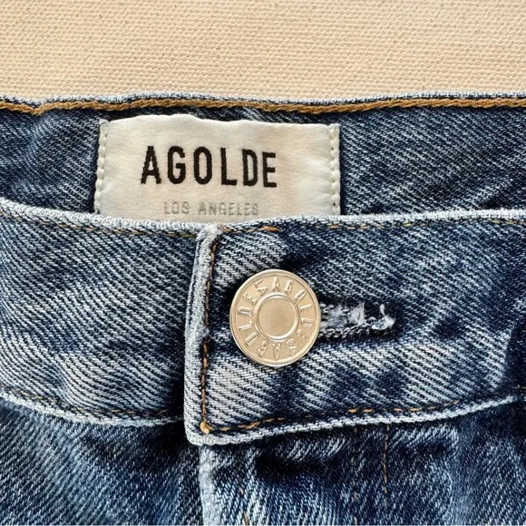 AGOLDE Parker Shorts Women’s 30 Blue Denim Jean Distress Frayed Cutoff 2.5”
