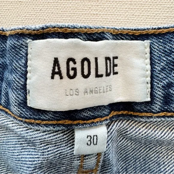 AGOLDE Parker Shorts Women’s 30 Blue Denim Jean Distress Frayed Cutoff 2.5”