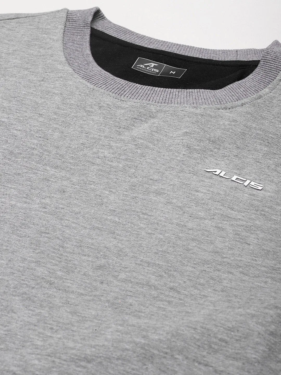 Alcis Men Grey Melange & White Colourblocked Sweatshirt