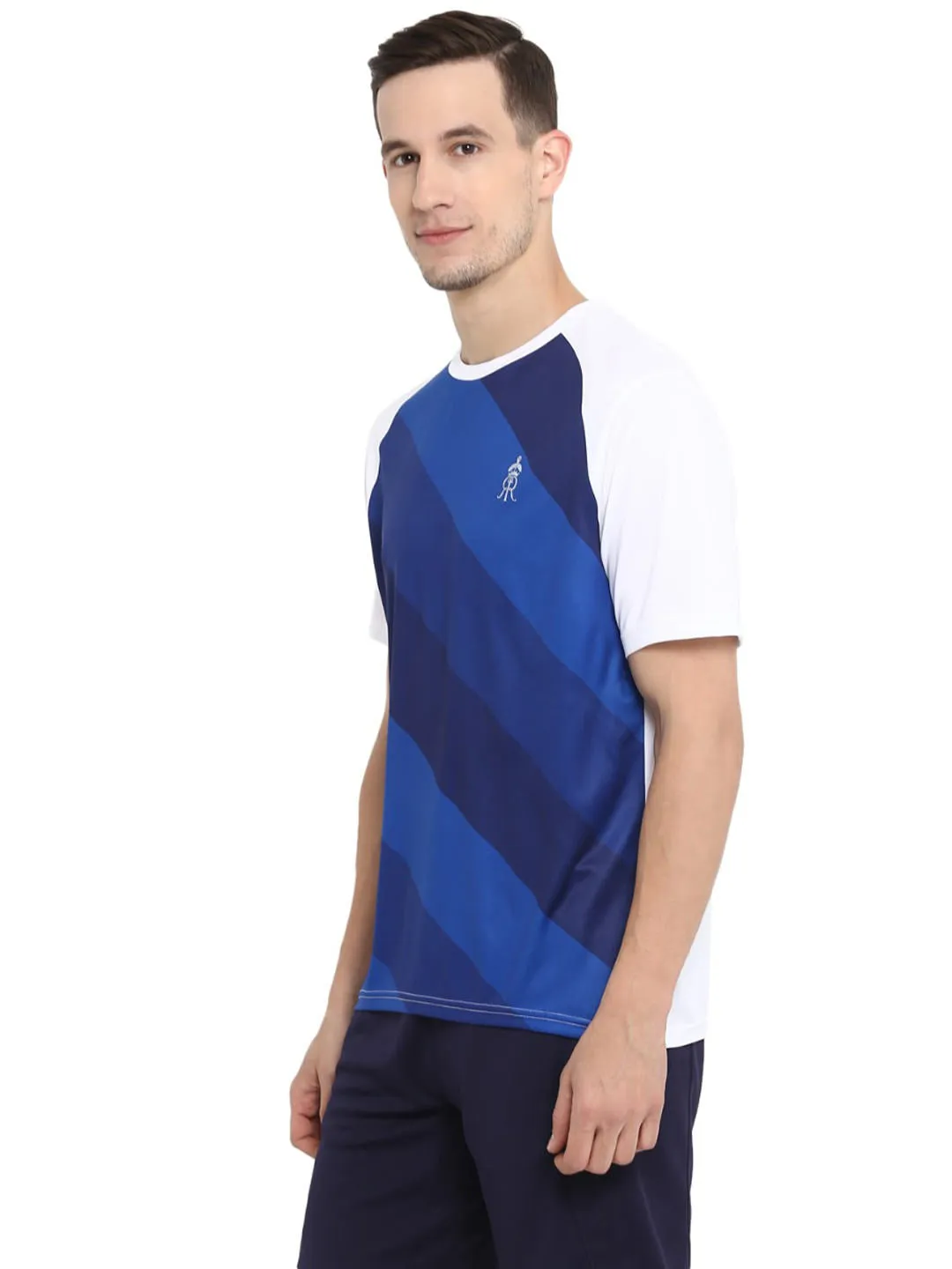 Alcis Men White Rajasthan Royals Striped Round Neck Rajasthan Royals T-shirt