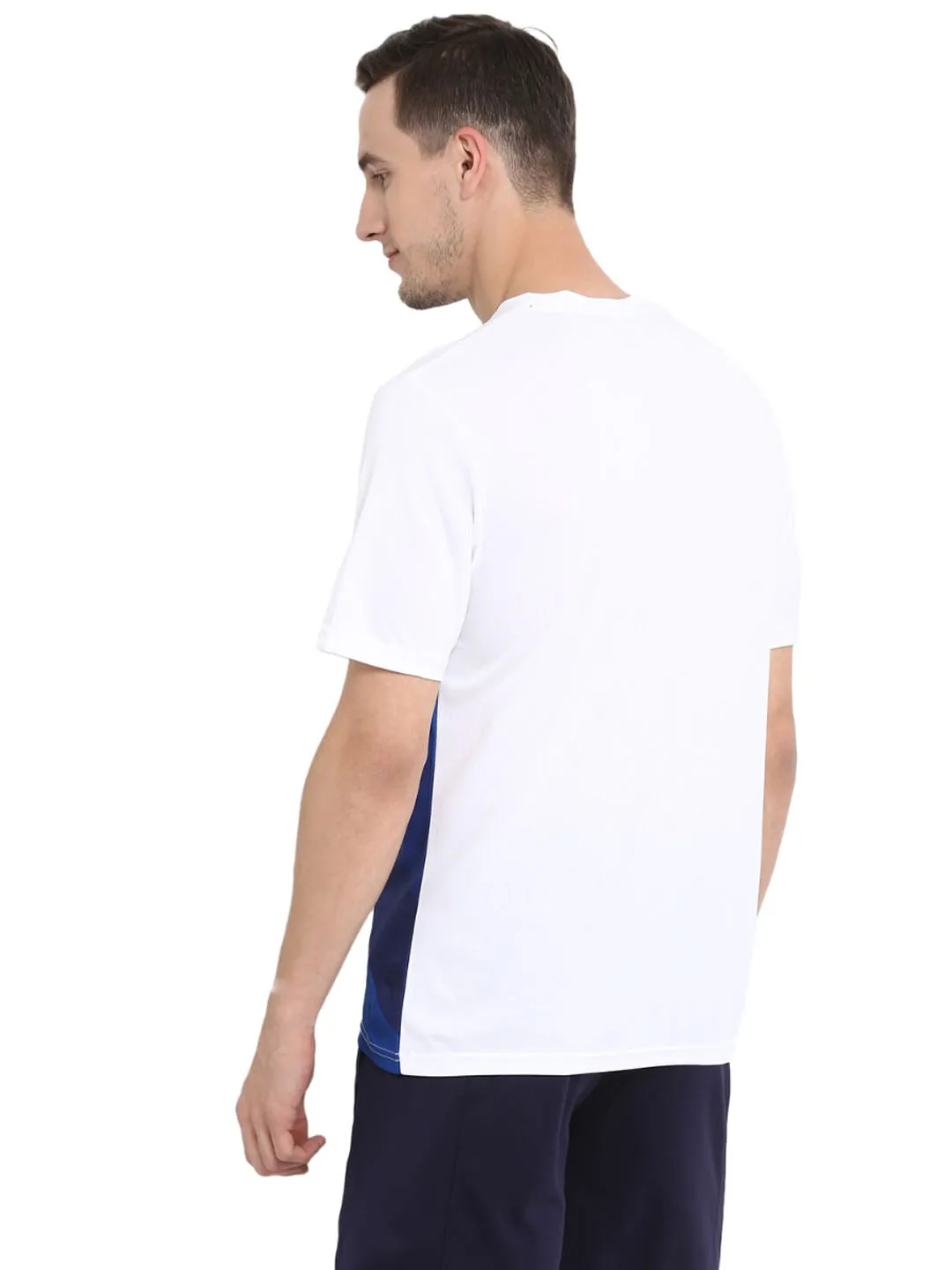 Alcis Men White Rajasthan Royals Striped Round Neck Rajasthan Royals T-shirt