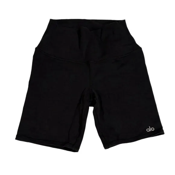 ALO Yoga 7&quot; Airbrush High-Waisted Biker Shorts in Black