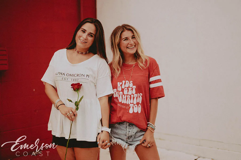 Alpha Omicron Pi Philanthropy Striped T-shirt