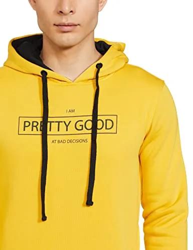 Amazon Brand - Symbol Men's Cotton Blend Neck Hooded Sweatshirt (AW20IHS11_Dawn Yellow_L)