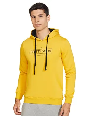 Amazon Brand - Symbol Men's Cotton Blend Neck Hooded Sweatshirt (AW20IHS11_Dawn Yellow_L)