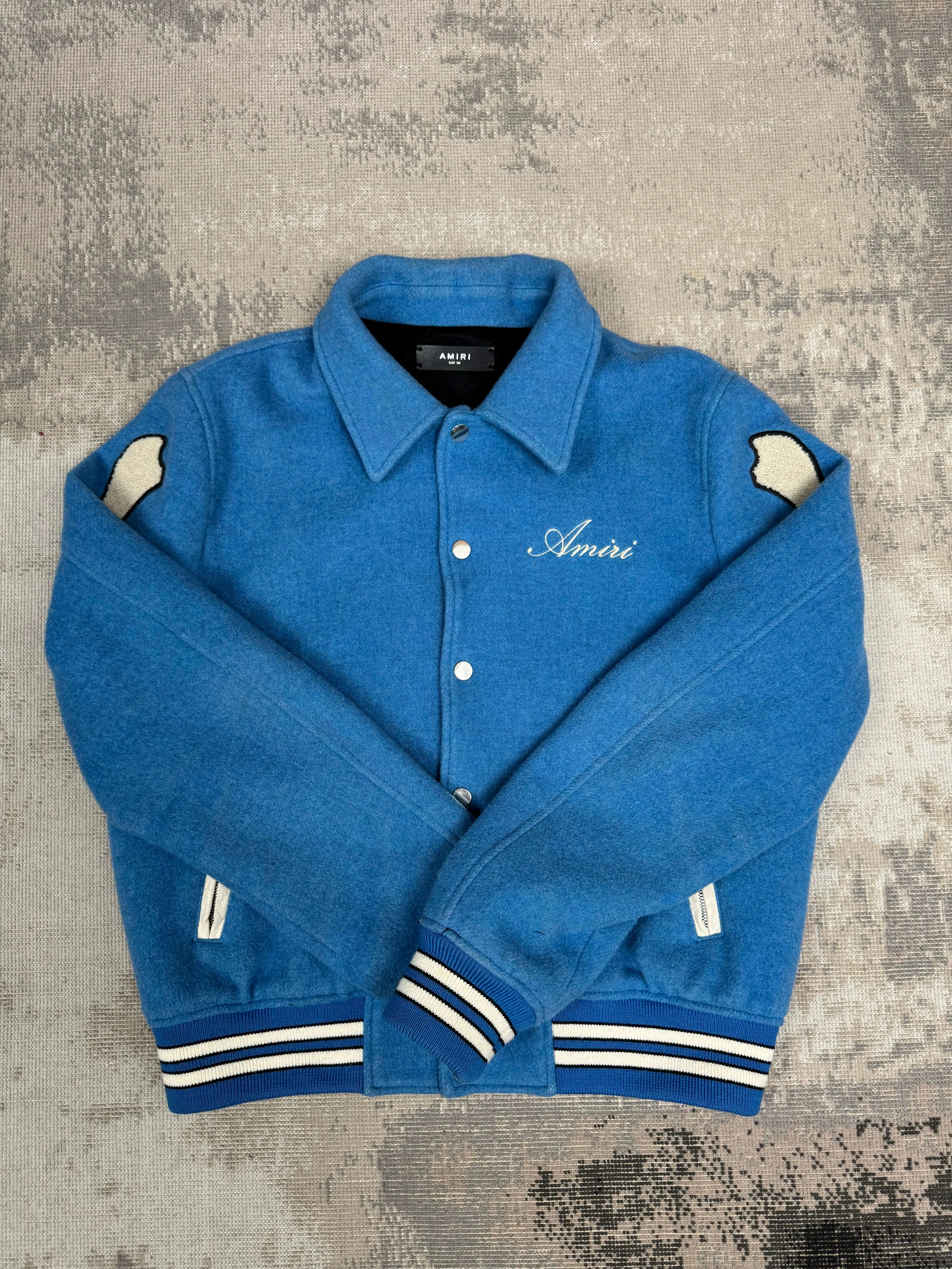 Amiri Bones Varsity Jacket – Blue