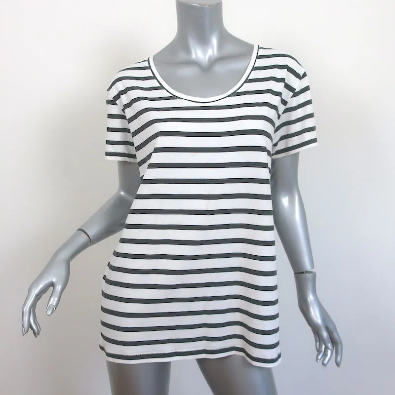 ANINE BING Striped T-Shirt White/Charcoal Size Small Short Sleeve Top