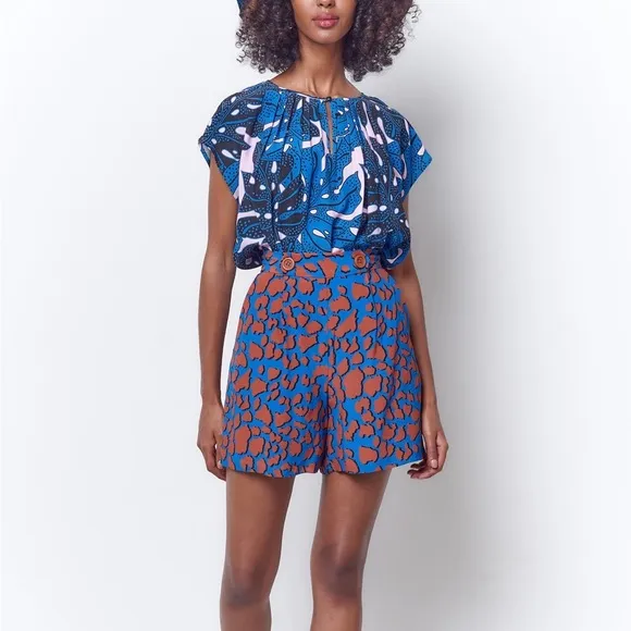 Anthropologie Corey Lynn Calter Jordan High Waisted Shorts in Giraffe Size Large