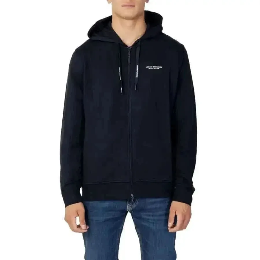 Armani Exchange Men's Blue Hooded Sweatshirt in Cotton Blend