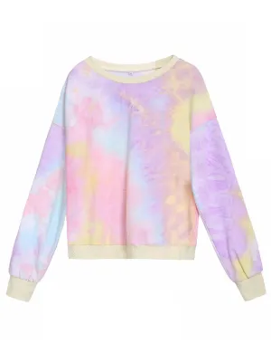 Autumn and Winter Cotton Loose Tie Dyed Long Sleeve Pullover Sweater