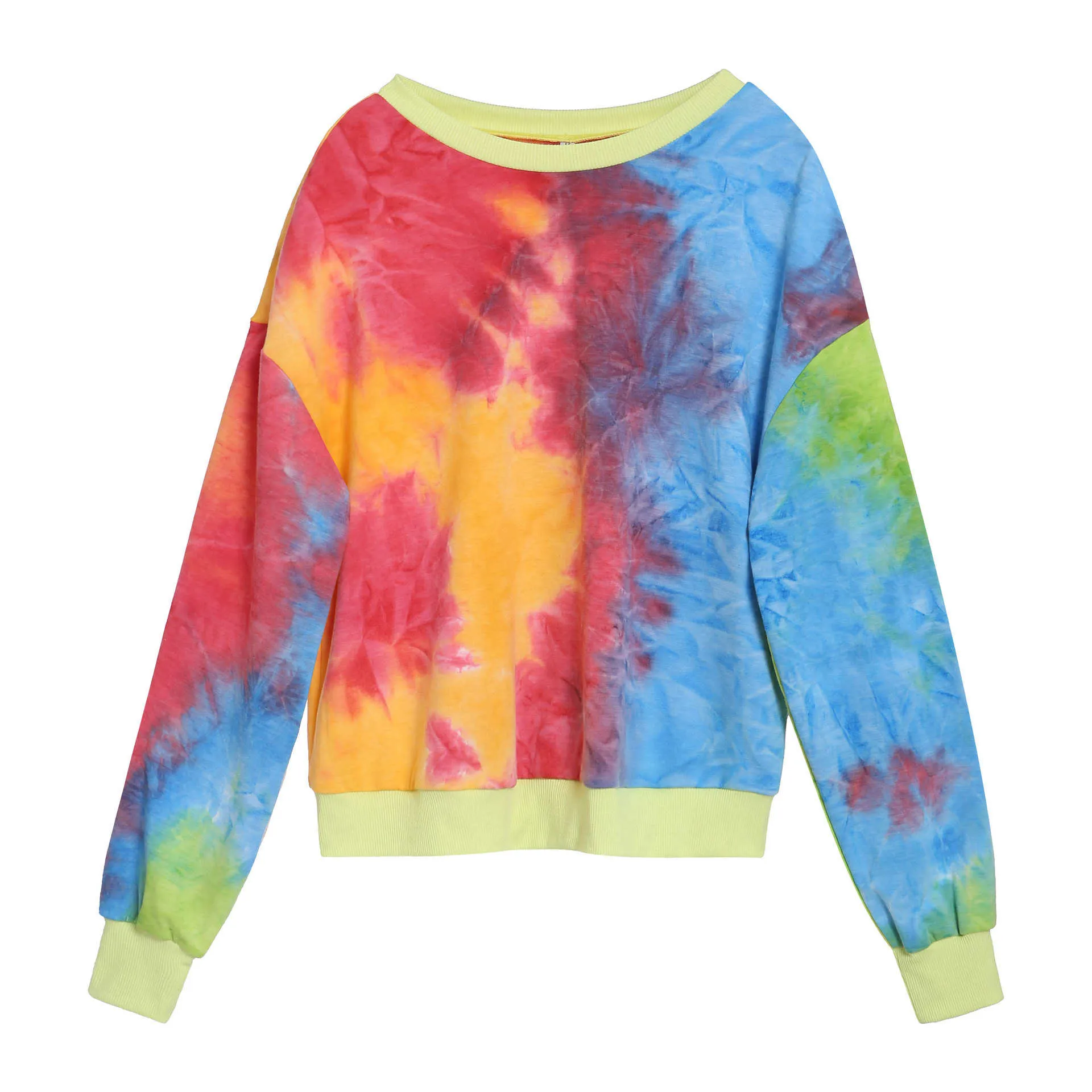 Autumn and Winter Cotton Loose Tie Dyed Long Sleeve Pullover Sweater
