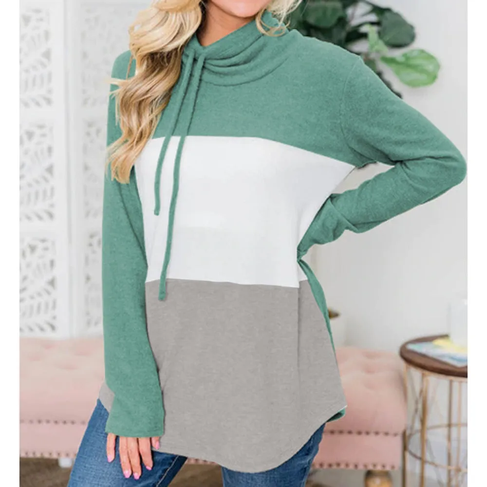 Autumn and Winter Women's High Collar Long Sleeve Color Matching Sweater Sleeve Irregular Jacket