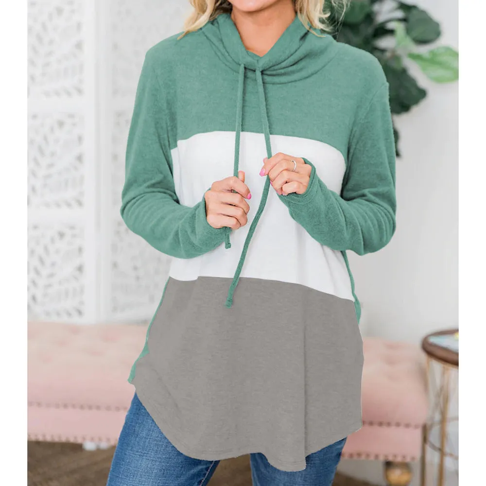 Autumn and Winter Women's High Collar Long Sleeve Color Matching Sweater Sleeve Irregular Jacket
