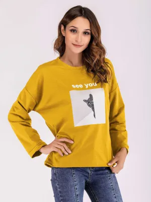 Autumn New Letter Printing Women's Sweater Women's New Bottoming Shirt Ladies Long-sleeved Sweater