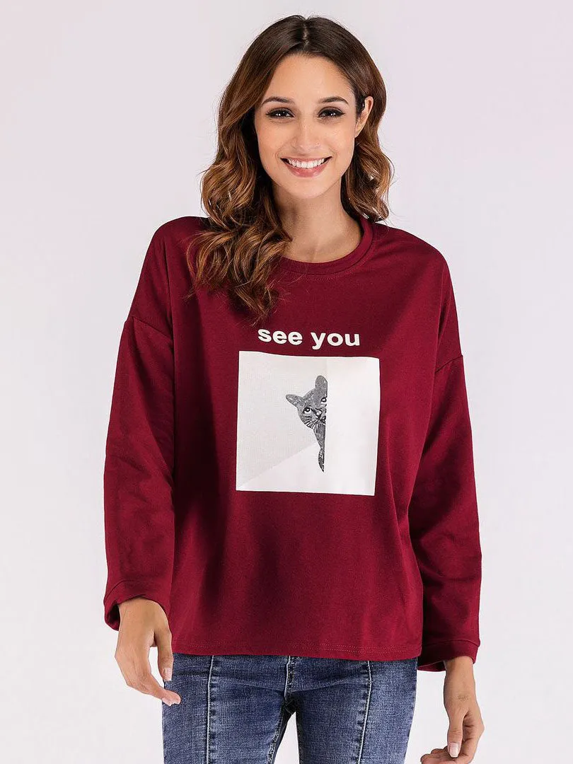 Autumn New Letter Printing Women's Sweater Women's New Bottoming Shirt Ladies Long-sleeved Sweater