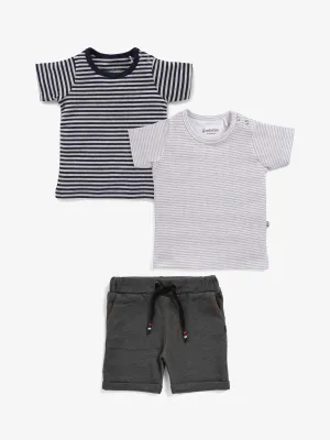 BABY BOYS STRIPED TEE & DENIM SHORTS SET