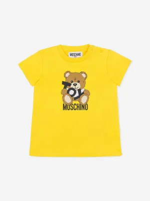 Baby Girls Teddy Bear Jersey Dress in Yellow
