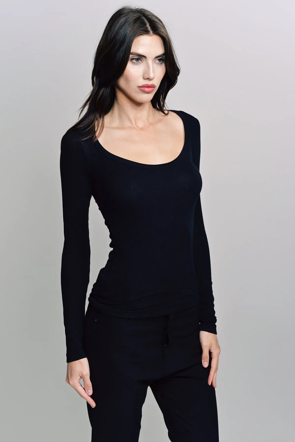 BALENCIAGA | LONG SLEEVE GARDEROBE DÉCOLLETÉ TOP