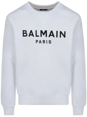 Balmain Paris Logo Printed Sweatshirt in White
