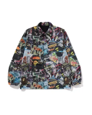 BAPE Flyer Pattern Reversible Coach Jacket