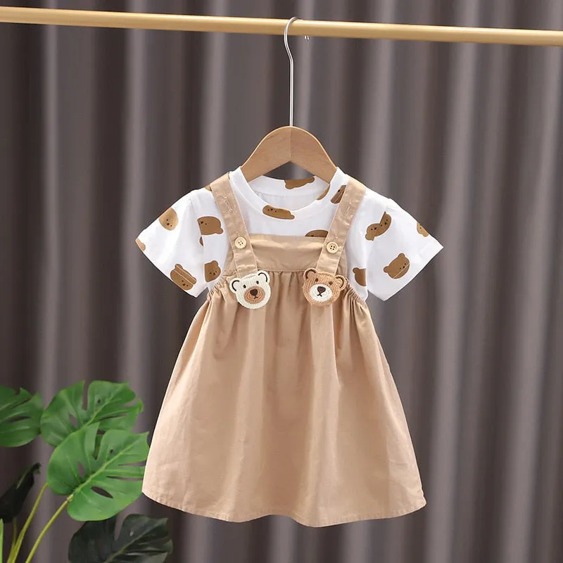 Bear Cartoon Kids' Summer Outfit Set