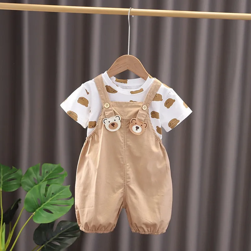 Bear Cartoon Kids' Summer Outfit Set