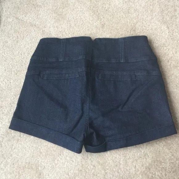 Bebe high waisted denim shorts dark blue
