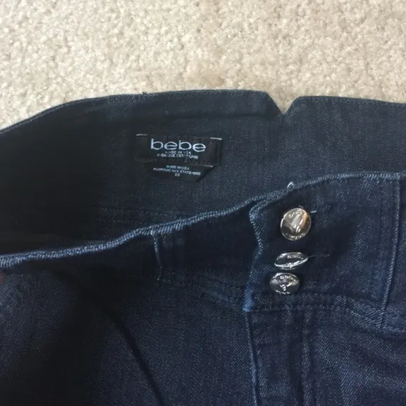 Bebe high waisted denim shorts dark blue