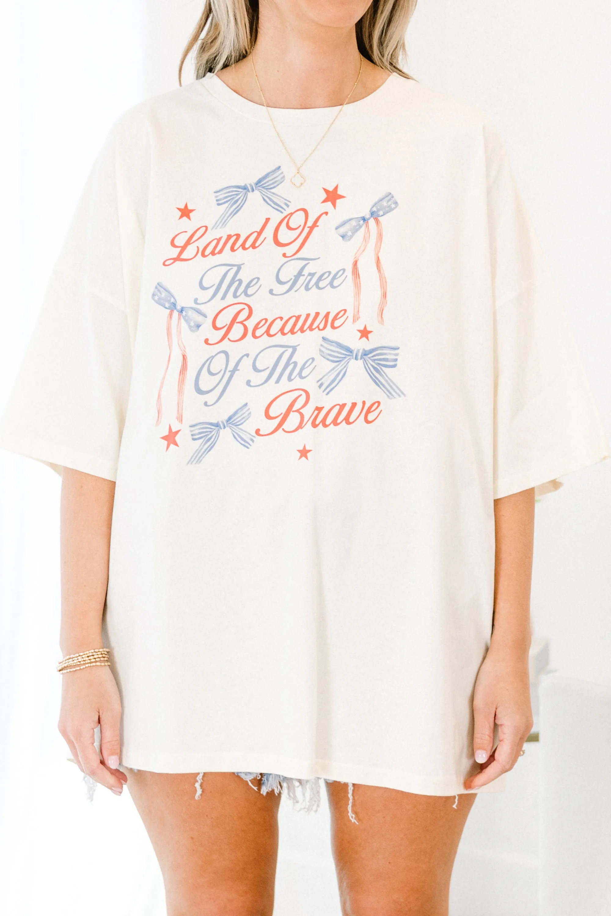 Because of the Brave Boyfriend Tee, Ivory