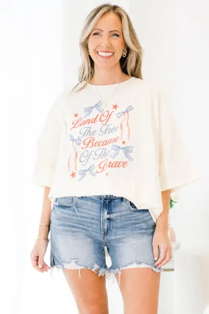 Because of the Brave Boyfriend Tee, Ivory