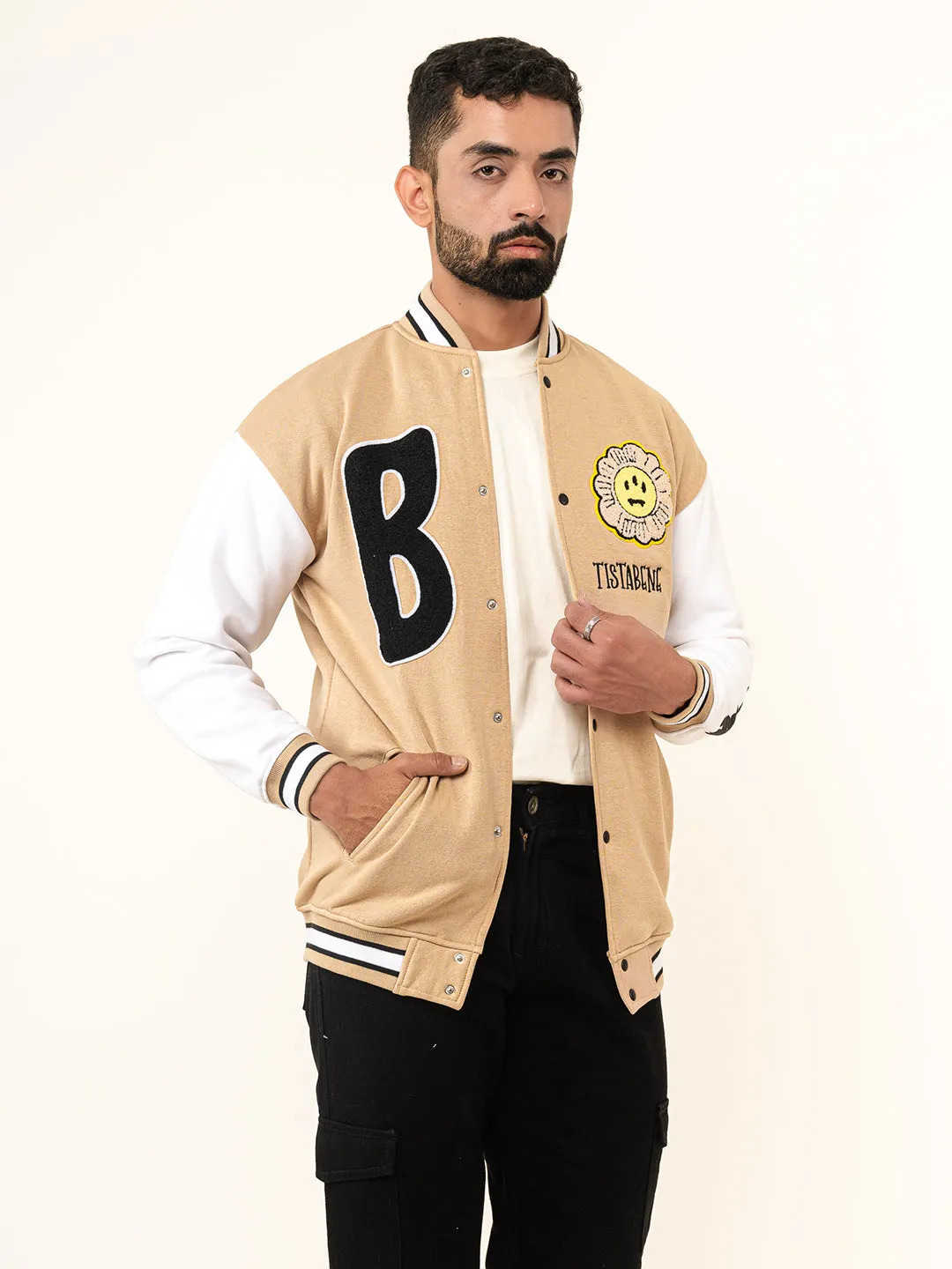 Beige B Varsity Jacket