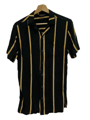 Black And Yellow Striped Button Down Shirt
